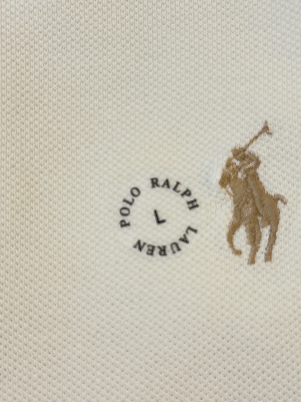 Men’s Polo by Ralph Lauren Cream Short-Sleeve Custom Slim Fit Polo Size L - Picture 7 of 15